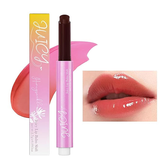 Juicy Lips Plump Shift, Click Plumping Lips Glasting Melting Balm Jelly Lipstick Lasting Lip Tint Moisturizing Lip Balm Color Changing Lip Gloss Shiny Non Sticky Tinted Lip Balm(#3 Honeysuckle)