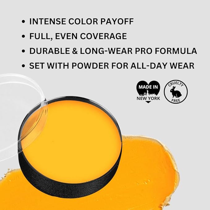 Mehron Makeup Color Cups | Stage, Foundation, Face Paint, Body Paint, Halloween | Face Paint Makeup | Greasepaint .5 oz (14 g) (Yellow)