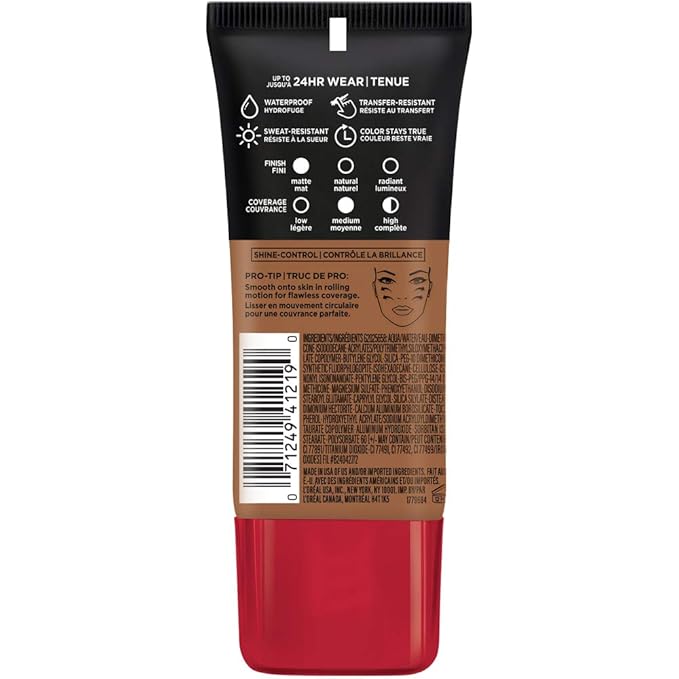 L'Oreal Paris Cosmetics Makeup Infallible Pro-Matte Liquid Longwear Foundation, Nutmeg, 1 fl oz