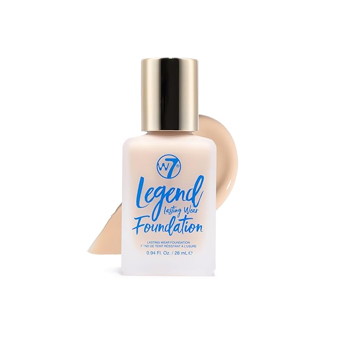 W7 Legend Foundation - Creamy Liquid Foundation for Poreless, Semi-Matte Medium Coverage - 28ml (Sand Beige)
