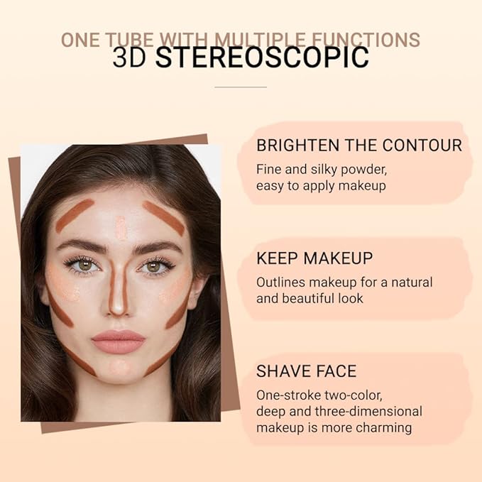 evpct 2In1 Cream Contour Stick Contouring Concealer Sticks Makeup Face Cream Kit for Beginners Creamy Contour and Highlight Stick contorno base de maquillaje para mujer en oferta 03 Natural & Coffee