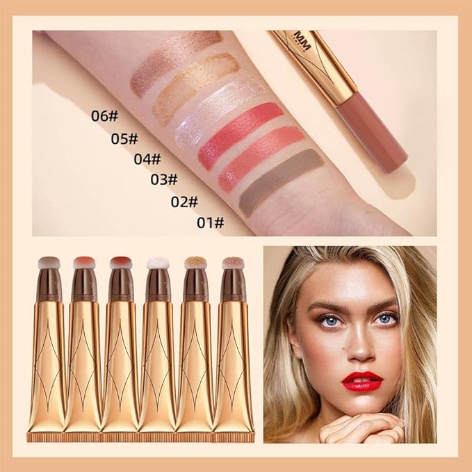 3 Color Contour Beauty Wand, Highlighter ，Blush，Face Concealer Contouring With Cushion Applicator Long Lasting & Smooth Matte Finish Liquid Illuminator Makeup Stick .01 Contour+03 Cherry Red+04 Pear White