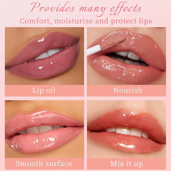 Plumping Lip Oil, Long Lasting Hydrating Lip Stain Lip Balm Raspberry Fruit Revitalizing, Transparent Lip Care Oil for Dry Lip (Raspberry Red)