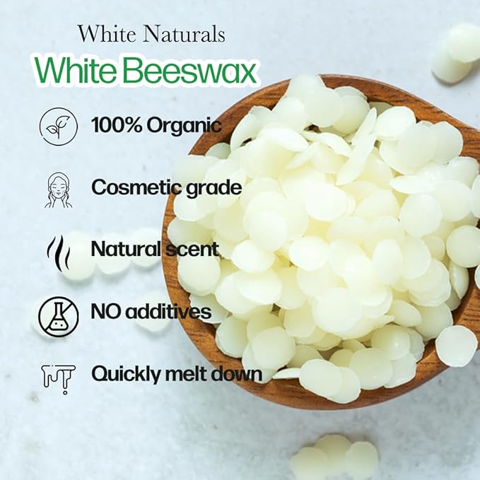 White Beeswax Pellets 1 lb (16 oz), Pure, Natural, Cosmetic Grade, Bees Wax Pastilles, Triple Filtered, Great For DIY Lip Balms, Lotions, Candles