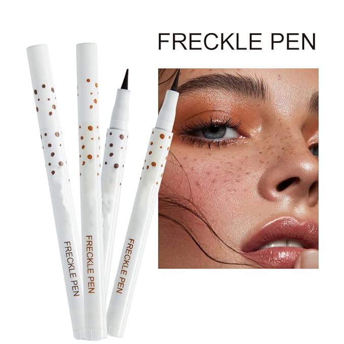 Freckle Pen 4 Colors Natural Freckle Pen Fake Freckle Pen Waterproof Long Lasting Soft Spots Natural Relaxing Sun Makeup (Dark Brown)