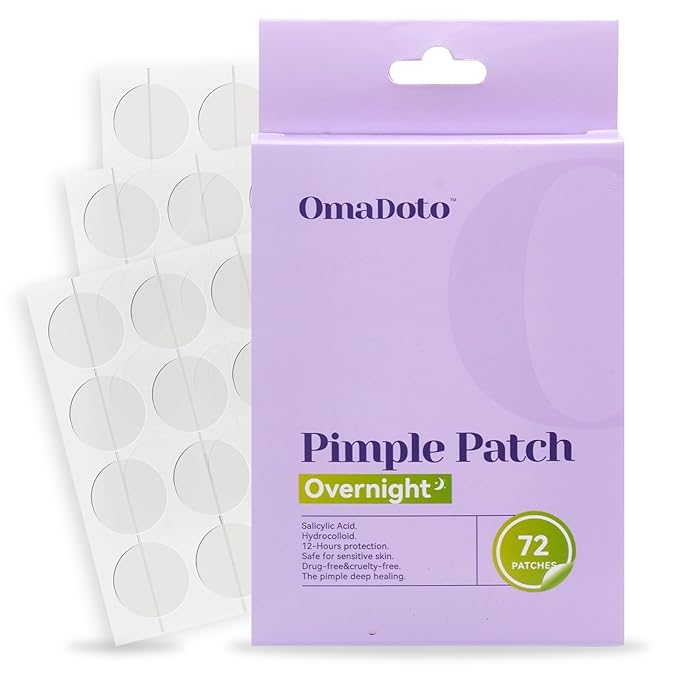 Overnight Pimple Patches for Face - Maximum Strength Hydrocolloid for Cystic Acne & Dark Spots (72 Count) - 10mm & 12mm Medicated Night Time Treatment