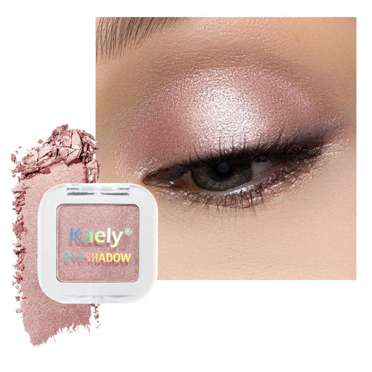 Kaely Pressed Single Eyeshadow Makeup, Champagne Shimmer Highly Pigmented Monochrome Eye Shadow Palette, Waterproof Neutral Powder Mini Eyeshadow, sombras para ojos, Lightweight Blendable, 03