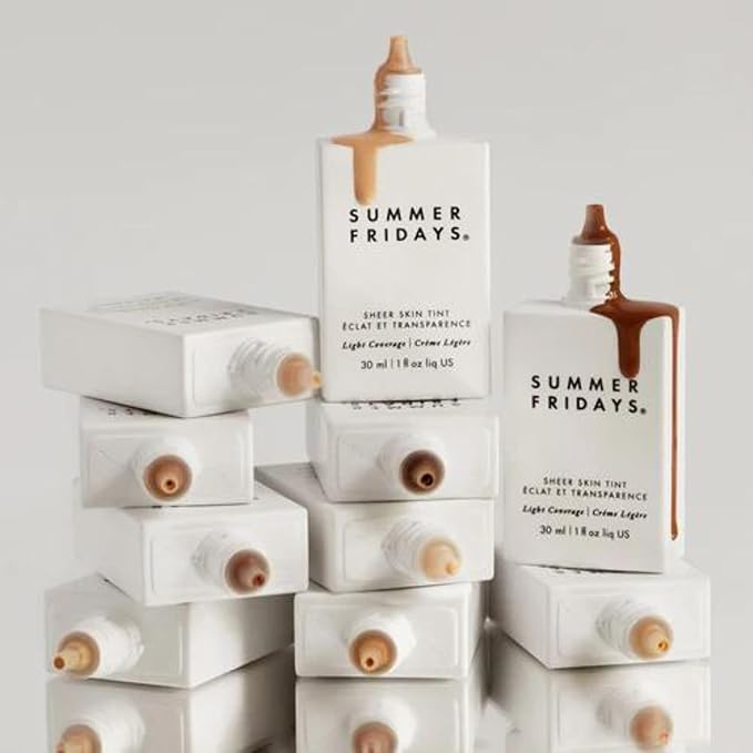 Summer Fridays Sheer Skin Tint - Tinted Moisturizer with Hyaluronic Acid - Helps Diminish Uneven Skin Tone - Sheer to Light Coverage - Shade 4.5 - Medium with Cool Peach Undertones (1 Fl Oz)