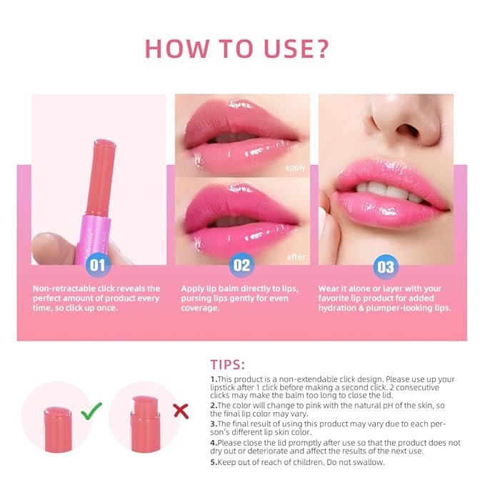 Juicy Lip Plump Shift, Click Melting Lip Balm Lasting Tint Hydrating & Nourishing Lip Care Moisturizer Glossy Color Changing Lip Gloss Non Sticky Lipstick Vegan Tinted Lip Balm (#4 Kiwifruit)