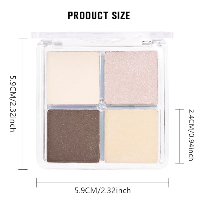 evpct Eyeshadow Quad Palette, Nude Champagne Cocoa Brown Beige Glitter Shimmer Metallic Matte High Pigment Eye shadow Palette Makeup for older Women, Smudge Proof Vegan Cruelty-free, Natural Nudes