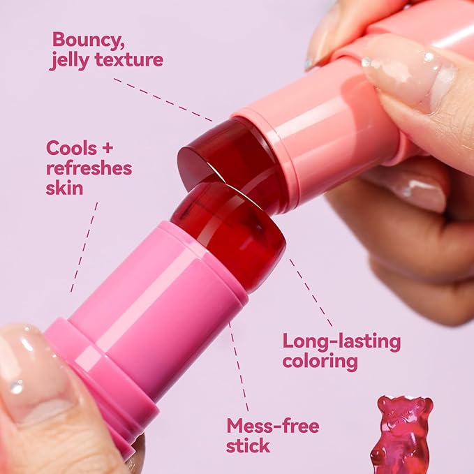 Cool Milk Jelly Blush, Sheer Lip & Cheek Stain, Buildable Watercolor Finish, Vivid Color Water Jelly Tint Lipstick, Long Lasting, Milk blush Watercolor Finish Tinted Lip Gloss for Women, 04