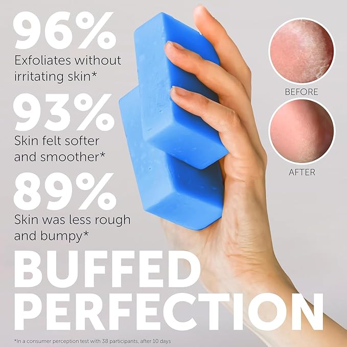Body Soap for Keratosis Pilaris | Exfoliating Soap Scrub with 10% AHA & Micro Pumice Beads | Buffingbar for Smooth Skin, Strawberry Legs, Ingrown Hair & Razor Bumps | Bar Soap for Men and Women 4.2 oz