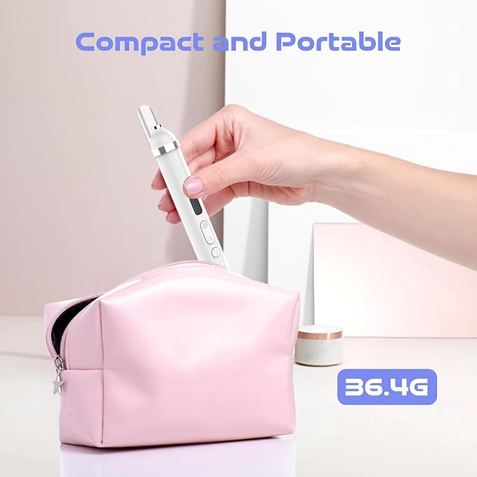 Electric Nail Drill, Cordless Drill, Portable Nail File Kit for Thick Toenails, Nail Dril Machine Professional Manicure Pedicure for Hand Natural Nails Care (White)