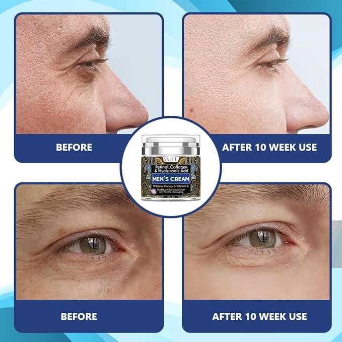 VAITE Mens Face Skin Moisturizer with Collagen, Retinol Ant-Aging, Anti-Wrinkle Under the Eyes Men's cream care for Face with Hibiscus & Honey, Hyaluronic acid, Vitamin C Made in USA