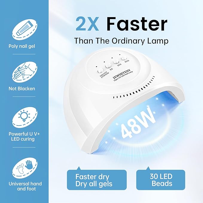 JEWHITENY Poly Nail Gel Kit 14 Colors Purple Nude Grey Black Blue Glitter Tones Starter Kit with UV Lamp Matte & Glossy Top & Base Coat All-in-One Designs DIY At Home