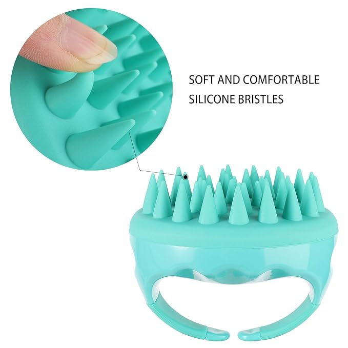 BTYMS Hair Shampoo Brush, Scalp Massager Silicone Scalp Scrubber Hair Washing Brush - Green