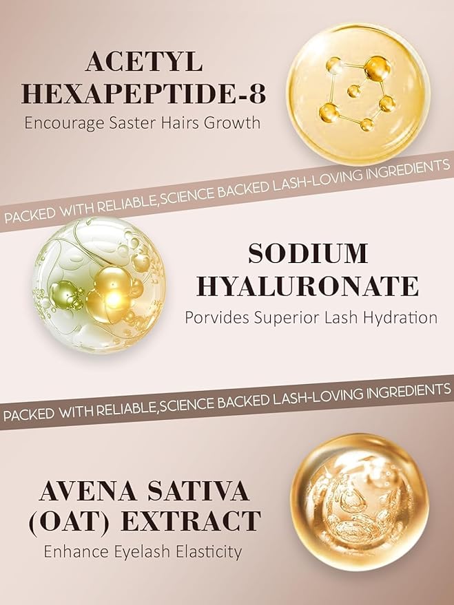 Lash Serum for Eyelash Growth - Natural Lash Enhancing Treatment for Thicker Longer Fuller Looking Eyelashes & Advanced Formula Vegan & Cruelty-Free for Sensitive Eyes, Nightly Use Girls (5ML)