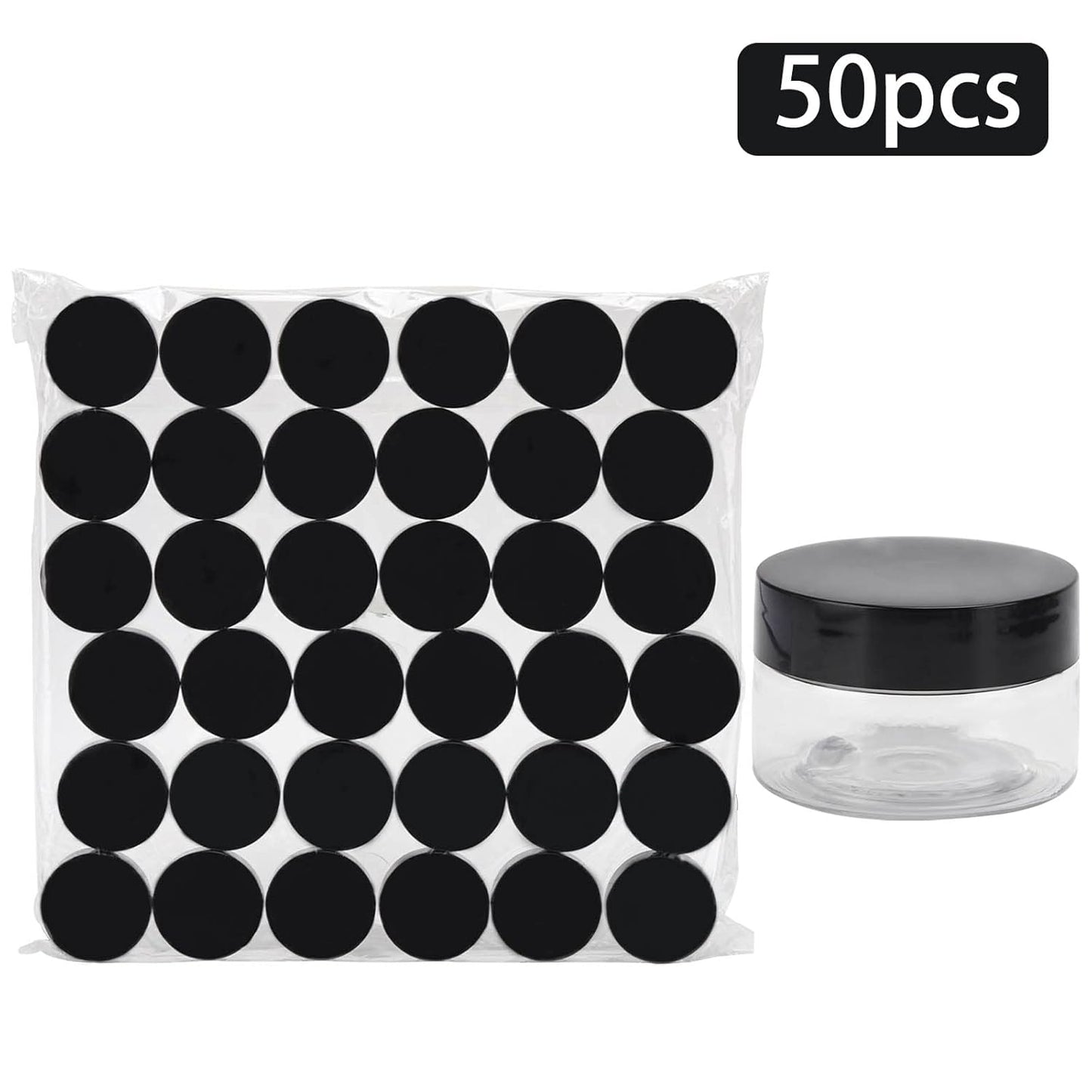50 Count 1oz Cosmetic Containers with Lids BPA Free Plastic Sample Containers Empty Makeup Containers Refillable Cosmetic Jars Leakproof Travel Jars - Black