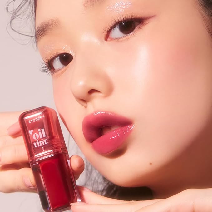 ETUDE Dear Darling Oil Tint #3 Neon Pink 4.2g | High Moisturizing and Strong Hydrating Lip Oil/Lip Gloss | Smooth and Moist Lips | Non-Sticky Lip Oil Tint For Dry Lips | K-beauty