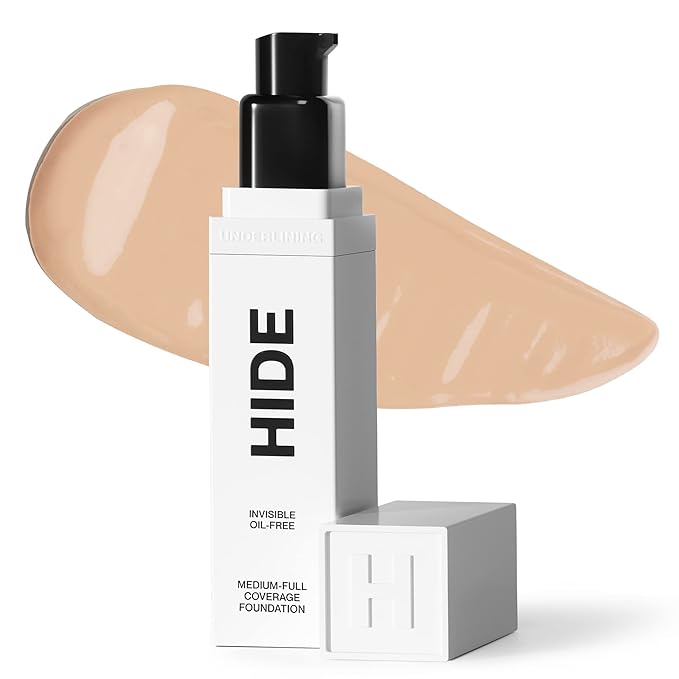 HIDE PREMIUM Liquid Foundation, Multi-Use Waterproof Foundation, Medium/Full Coverage Foundation, Shades for All Skin Types (See Shade Finder), Almond, 1 fl oz