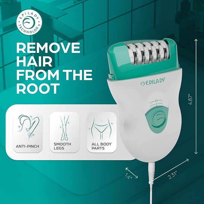 Epilady Speed Corded Epilator for Women | Compact Hair Removal Device for Arms, Legs, Underarms & Bikini Area, Epilators Hair Removal for Women