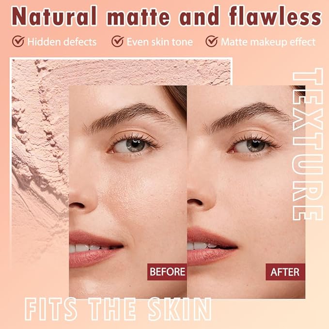 Oil Control Face Pressed Powder, Matte powder setting powder, long-lasting and waterproof loose powder, Flawless Lightweight Face Cosmetics, Cruelty-free, (04, 1 Pcs)