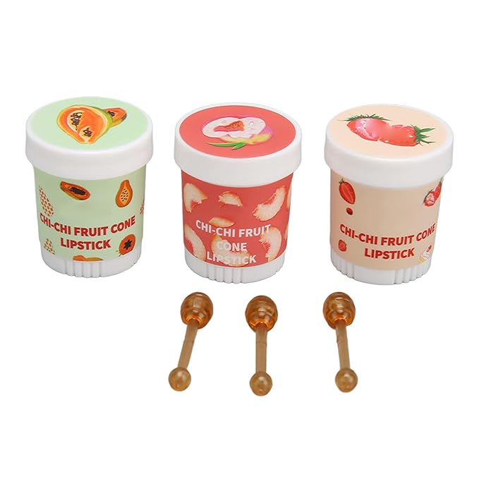 Lip Care Balm, Ice Cream Shape 3 Scent Lip Balm Pot Refreshing for Daily Care