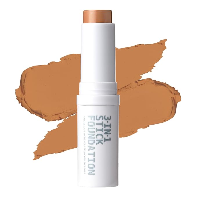 Ruby Kisses Natural Full Coverage 3-In-1 Stick Foundation. Easy to Apply, Hydrating, Lightweight, Long Lasting, Concealer and Contour Stick for Face Makeup (Golden Beige)