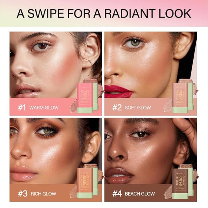 Cream Contour Stick,Multi-Use On The Go Bronzer Stick,Long-lasting Highlight Stick,Glow Bronzer Stick for Face,Lightweight and Blendable Contour Stick for Women (01# Warm Glow)