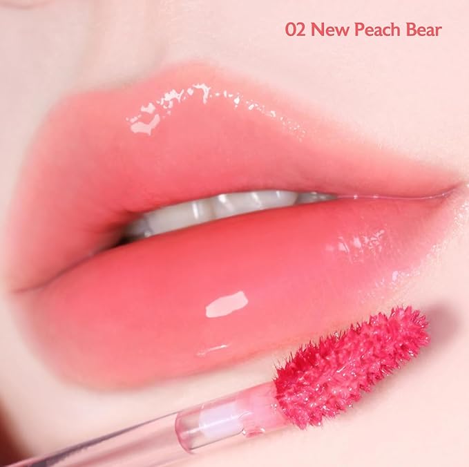 MILKTOUCH Jelly Fit Lip Tint (01 New Peach Bear) with Cooling Plumping Effect and Water-Based Non-Sticky Texture | Long Lasting Korean Beauty Lipstain Tinted Gloss Oil Brown K Makeup
