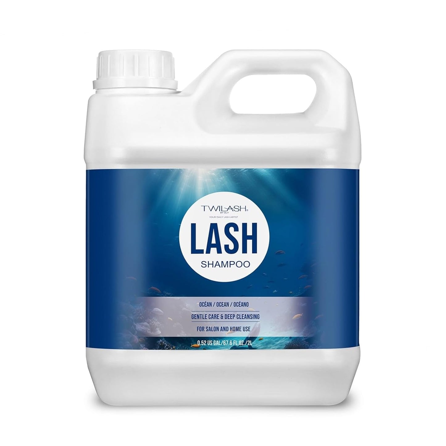 Lash Shampoo Bulk, Eyelash Cleanser for Extensions 2 Liters, Safe Makeup Remover, Non-irritating or Burning Eyelid Foaming Cleanser for Professional Salon and Home Use (Ocean-2L)