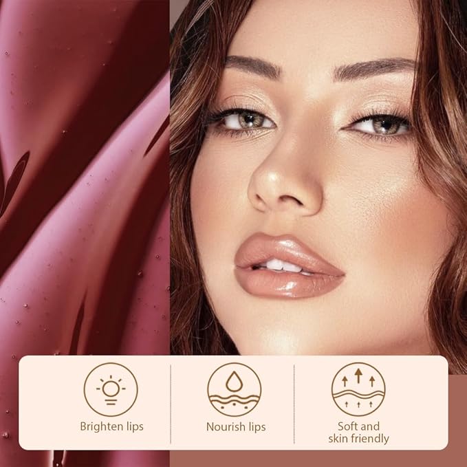 2Pcs Matte Liquid Lip Gloss Stain-Peel Off Lip Liner Tattoo, Long Lasting Peel Off Lip Stain,Waterproof & Transfer-Proof Lip Liner Peel Off Lip Gloss for All Skin Types (#02+#03)