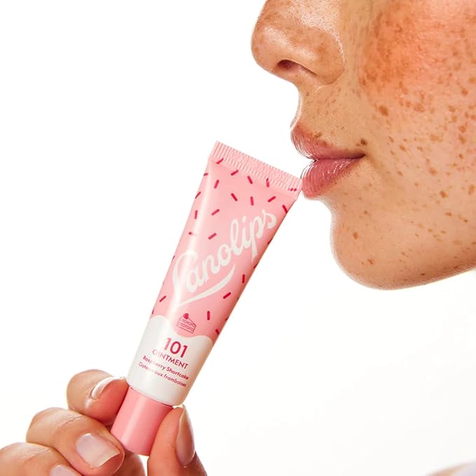 Lanolips 101 Delicious Rasberry Shortcake - Lip Balm with Vitamin E Oil and Lanolin for Lip Hydration - Naturally Flavored Lanolin Lip Balm for Very Dry Lips - Dermatologist Tested (.35 Oz)