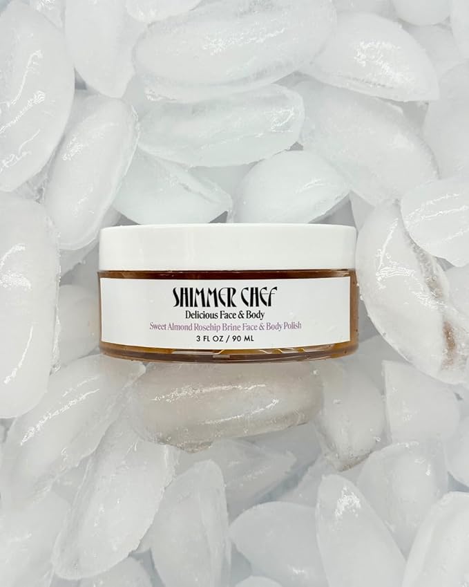 Sweet Almond Rosehip Brine Polish | Exfoliating Blend with Himalayan & Dead Sea Salt, Maple Sugar | Enriched with Magnesium, Omega 3's & Vitamin E | Revitalize Skin, Reduce Inflammation