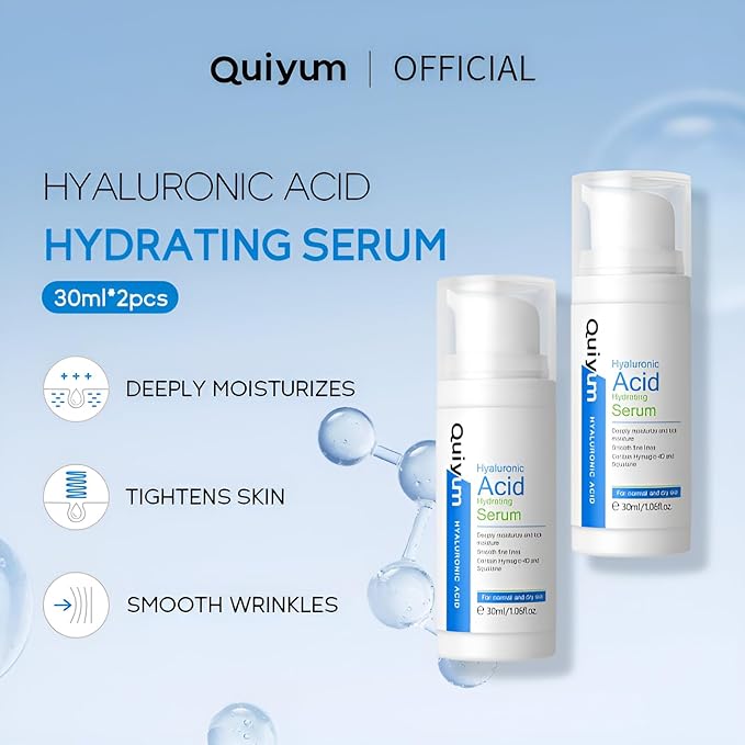 Hyaluronic Acid Serum for Face, Hydrating Face Serum for Dry Skin W/Hymagic-4D, Squalane, Vitamin C & E for Plumping, Hydrating & Anti-Aging Serum, Skin Care, 1.06fl.oz, Pack of 2