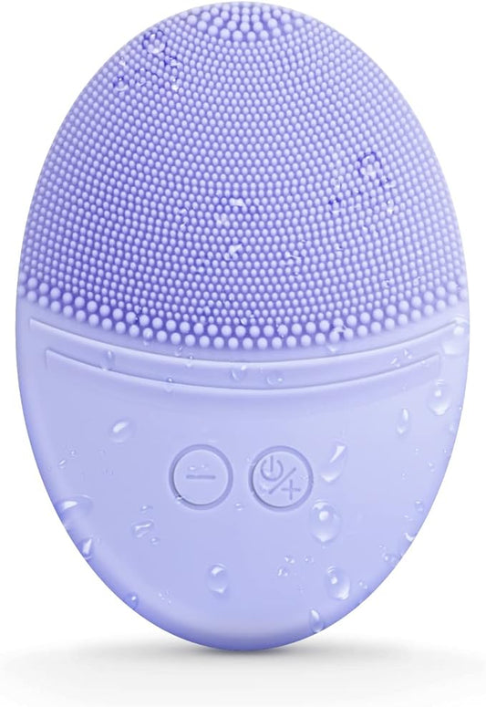 EZBASICS Facial Cleansing Brush Made with Ultra Hygienic Soft Silicone, Waterproof Sonic Vibrating Face Brush for Deep Cleansing, Gentle Massaging, Inductive Charging (Violet)1 Pack+5 Speed Settings