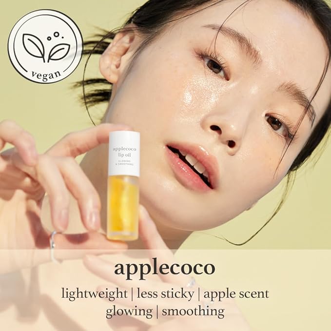 NOONI Korean Lip Oil - Applecoco | Lip Stain, Gift, Long-Lasting, Moisturizing, Plumping, Revitalizing for Dry Lips, Waterproof, No Peel Off, Korean Lip Tint, Clear Lips, Mother's Day, 0.12 Fl Oz