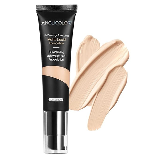 Matte Oil Control Concealer Foundation Flawless Soft Long Lasting Foundation Makeup,Waterproof Full Coverage Face Makeup Strong Concealer Foundation for Oily Acne Skin (#102 Nude)