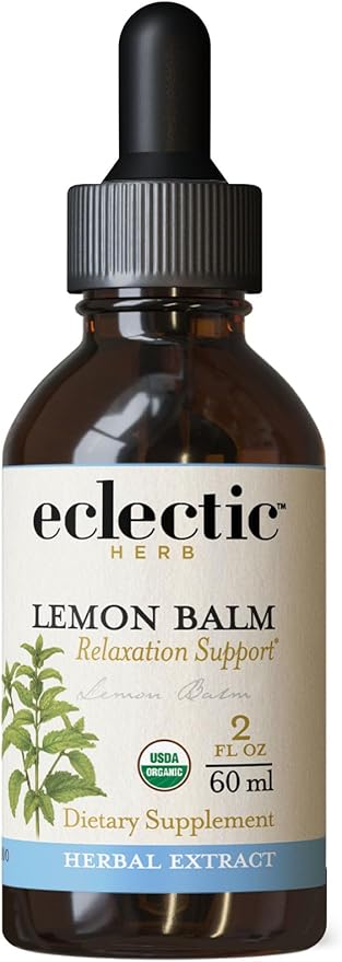 Eclectic Herb Organic Lemon Balm Extract - 2 oz - Non-GMO, Gluten-Free, Soy-Free, Dairy-Free - Pure Herbal Extract for Calming and Relaxation