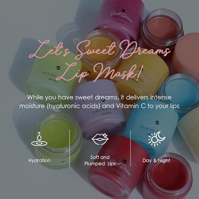 Sweet Dreams Lip Mask-Nourishing, Plumping and Hydrating Lip Balm | Ecofriendly Lip Sleeping Mask | Hyaluronic Acids + Vitamin C + Shea Butter + Antioxidants l Cherry- 0.7 oz