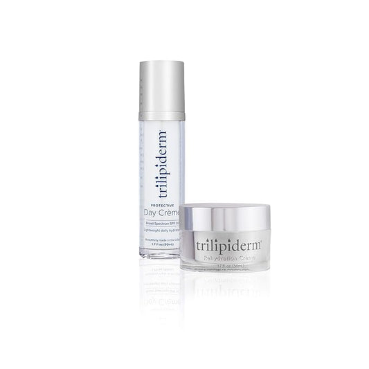 Trilipiderm Sightseer Bundle – Protective Day Cream Broad Spectrum SPF 30 and Rehydration Night Crème Set – Day and Night Protection, Hydration and Renewal Travel Size