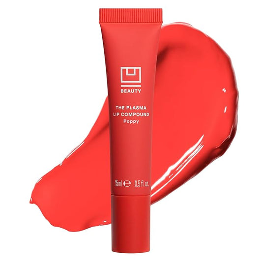 U Beauty The PLASMA Tinted Lip Compound - Anti-Aging & Anti-Wrinkle Lip Gloss, Hyaluronic Acid, Shea Butter & Peptides for Hydration & Plumping, Poppy - 15 mL