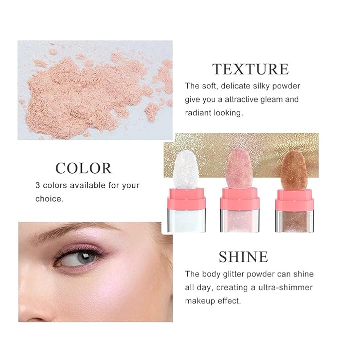 Highlighter Makeup Glitter Powder, Body Brightens the Natural Three-dimensional Face Blusher Patting Powder Highlighter. (05#Gold)