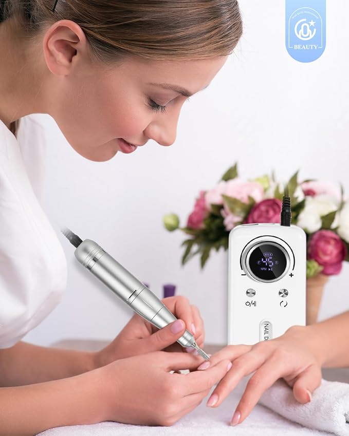 CozyZen Cordless Nail Drill Professional: 45000 RPM Rechargeable Electric Nail File Kit, Portable & Low Noise for Acrylic, Gel Nails, Manicure & Pedicure - Salon & Home Use