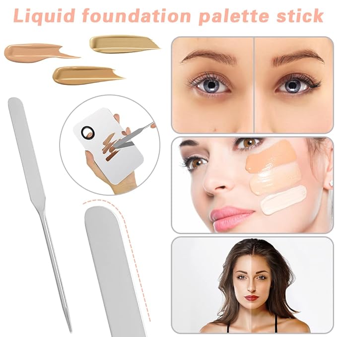 6PCS Makeup Mixing Palette, Stainless Steel Cosmetic Makeup Palette With Spatula Makeup Artist Tool, Professional Cosmetic Mixing Makeup Palette For Mixing Eye Shadow/Eyelash/Nail Art/Foundation