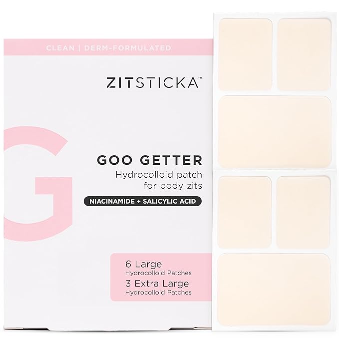 ZitSticka Pimple Patches | Face & Body | Hydrocolloid Patches | Cover Zits & Blemishes | Acne Patches or Zit Spot Stickers | Body Blemish Patch | GOO GETTER BODY PATCH | Pack of 9