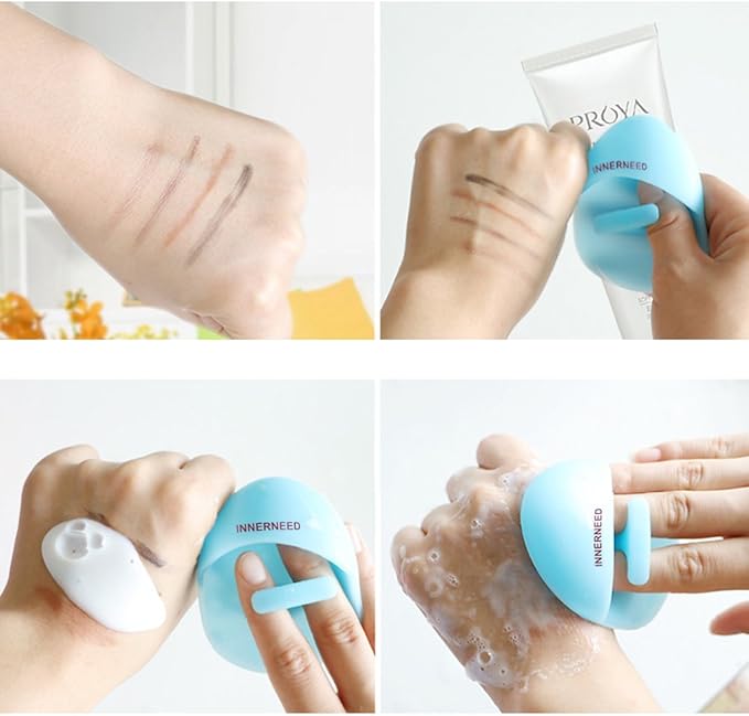 INNERNEED Soft Silicone Facial Cleansing Brush Manual Face Scrubber Exfoliating Massage Scrub Acne Blackheads Remove Handheld Pads for Sensitive, Delicate, Dry Skin (Pack of 2)