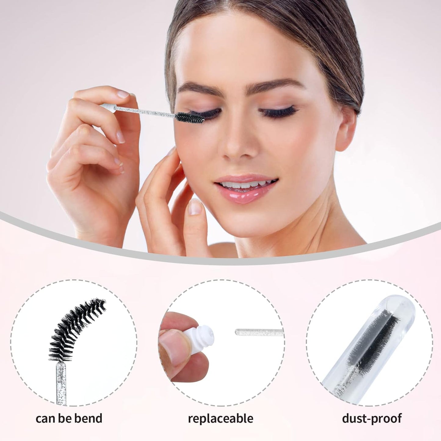 100 Pcs Lash Shampoo Bottle Brushes Set 20 Empty Foam Pump Dispensers 20 Label Stickers 20 Mascara Wands and Tubes 20 Cleansing Brush 20 Bag for Eyelash Extensions Aftercare(Black)