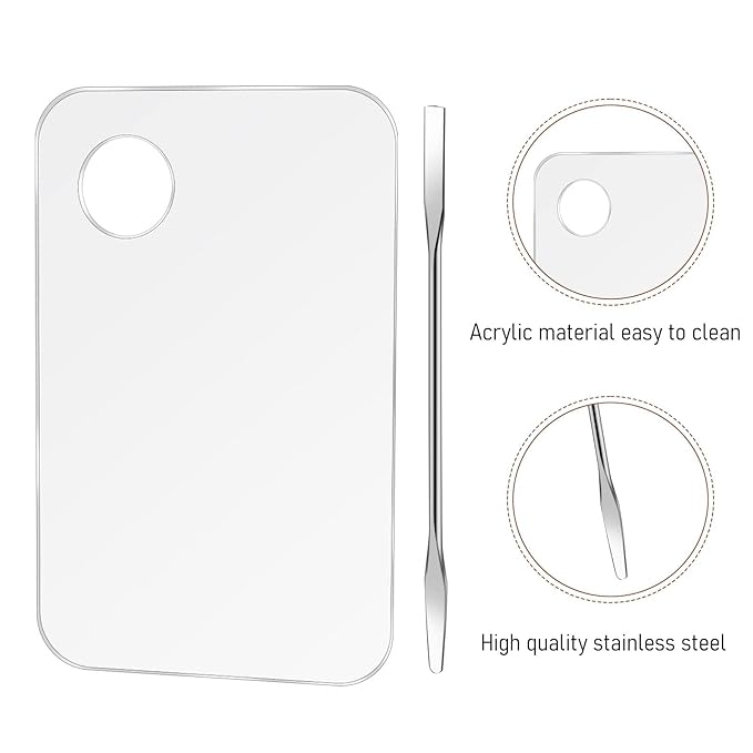 Acrylic Cosmetic Makeup Mixing Palette,2 Pcs Makeup Mixing Tray with 2PCS Makeup Spatula Tool, Makeup Mixing Palette for Foundation Nail Art Eye Shadow Pigment Blending