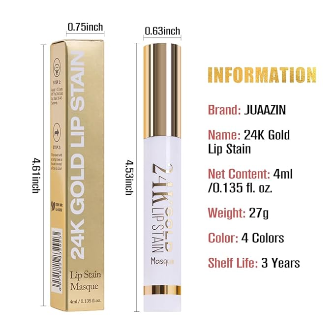 2025 New 24K Gold Liquid Lip Gloss Peel Off Lip Stain Tattoo with Tweezer, Brownish Red Lips Stain Peel Off Masque, Long Lasting Waterproof Lip Tint Stain,Transfer-proof for All Skin Types 02#